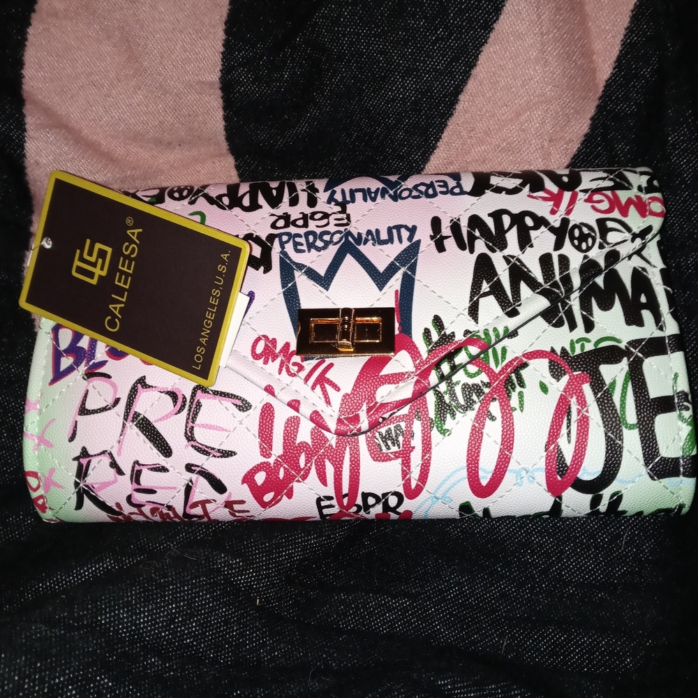 Multi Color Graffiti Clutch